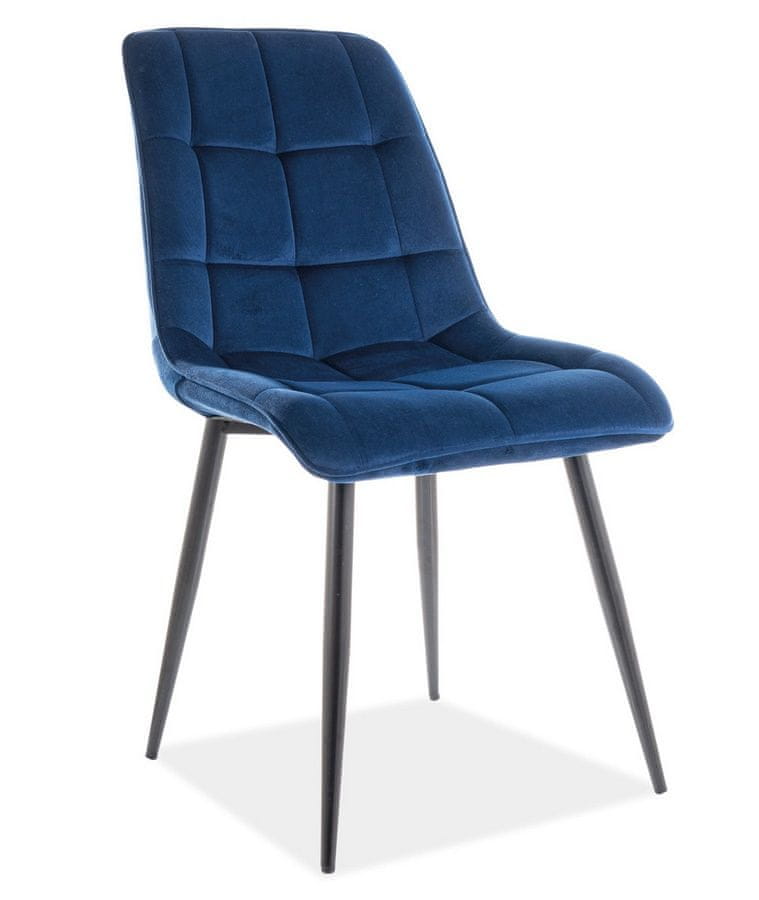 CASARREDO Jedálenská čalúnená stoličky SIK VEĽVET granátovo modrá / čierna
